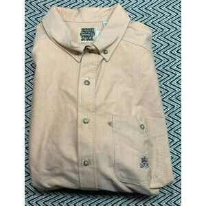 Rough Stock Panhandle Slim Mens XXL Tan Button-Up Long-Sleeve Shirt With Embroid